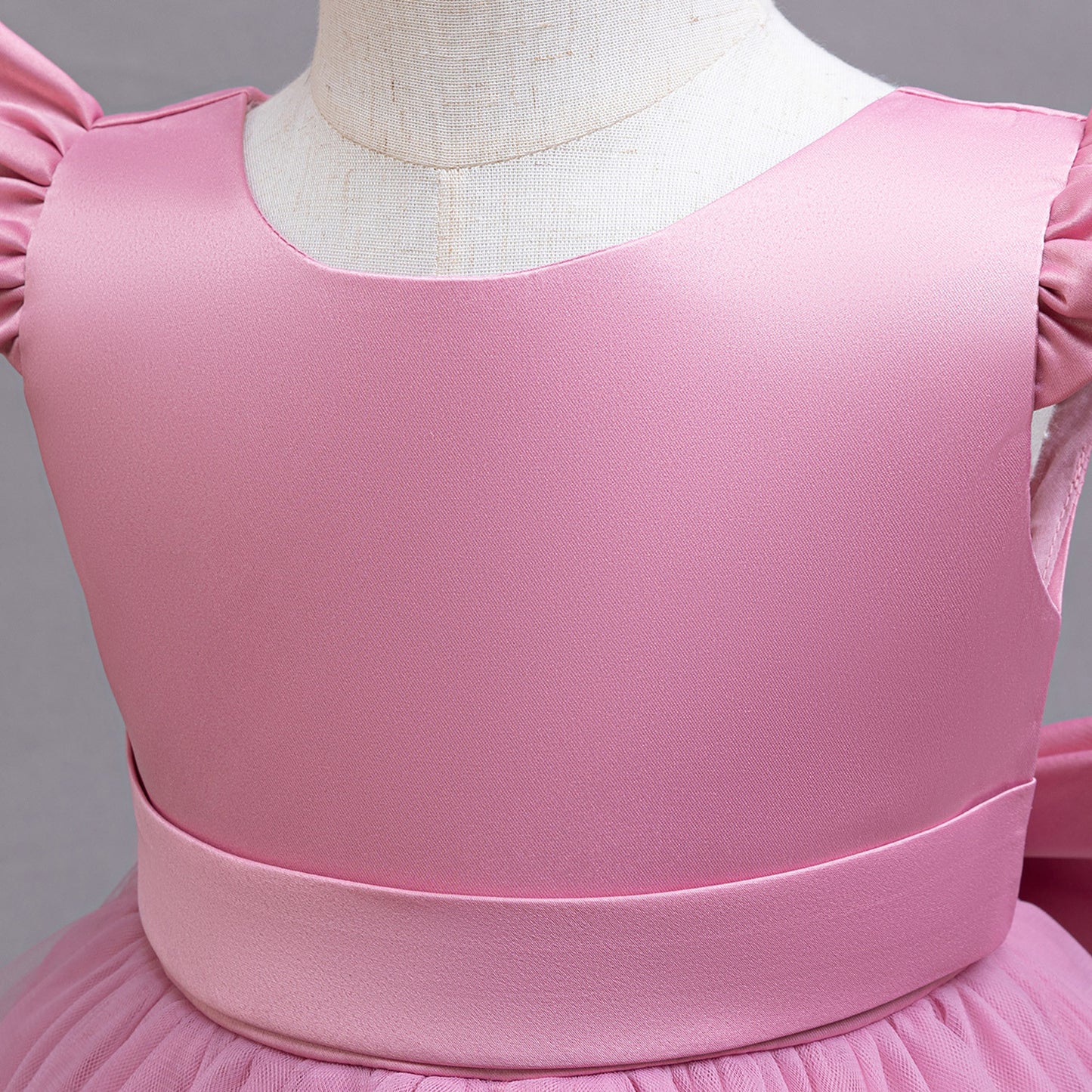 Cute Tulle & Satin A-line Girls Party Dress with Bow & Sequins | Tea Length Flower Girl Dress