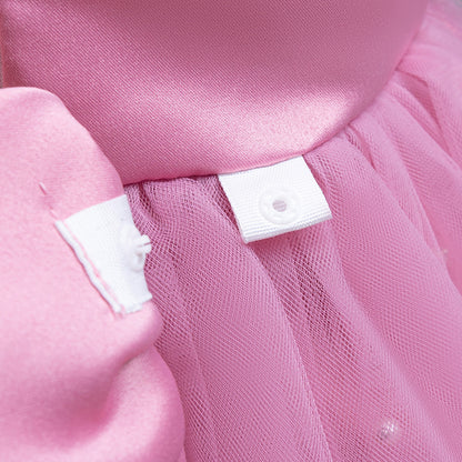 Cute Tulle & Satin A-line Girls Party Dress with Bow & Sequins | Tea Length Flower Girl Dress