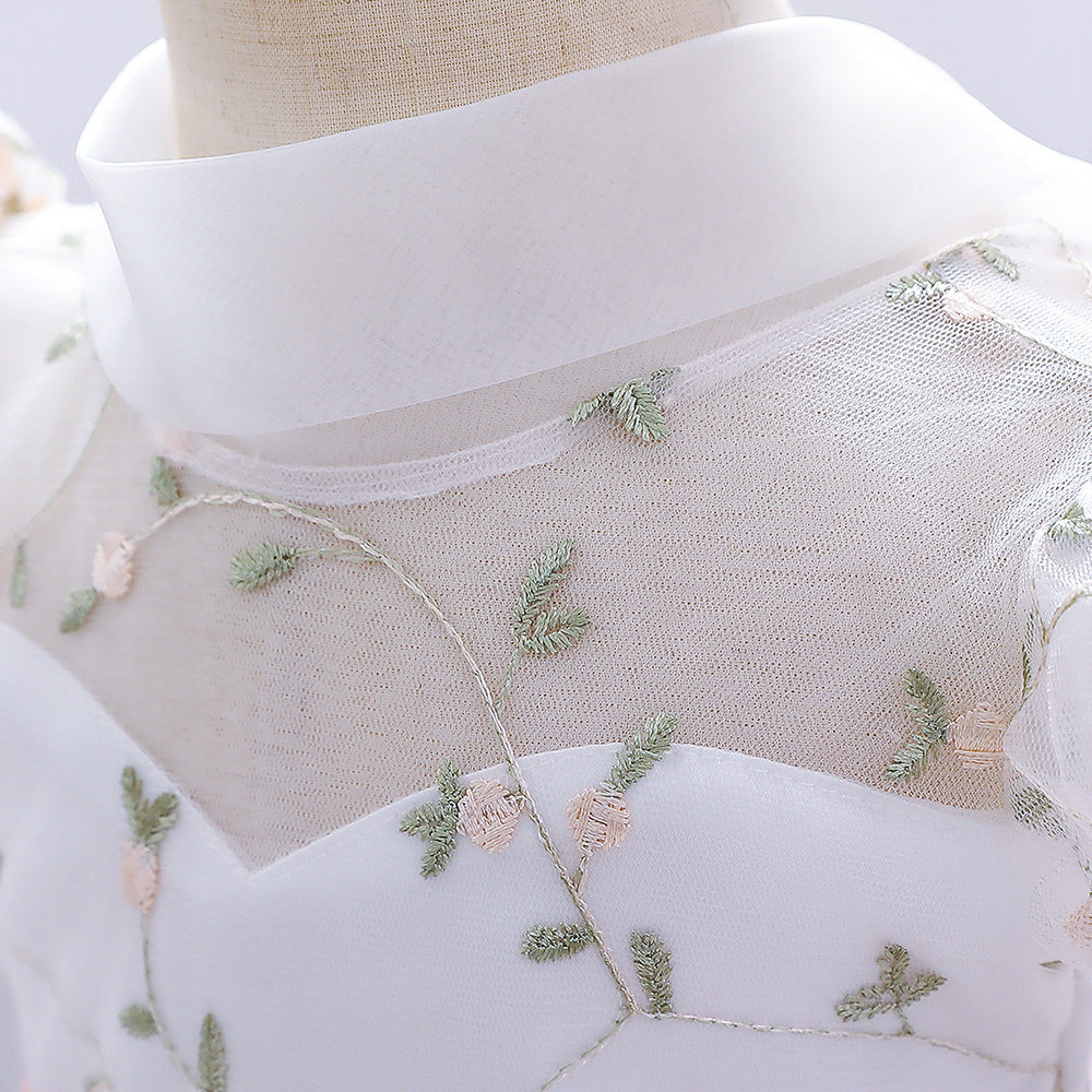 Floral Puffy Ball Gown Dress for Baby Girls – Embroidered Birthday & Flower Girl Outfit