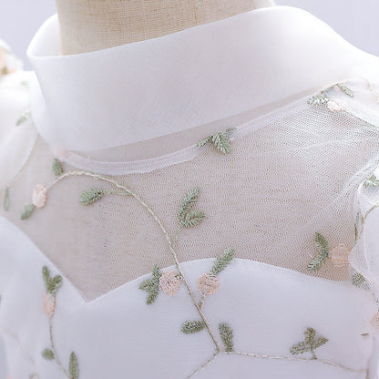 Floral Puffy Ball Gown Dress for Baby Girls – Embroidered Birthday & Flower Girl Outfit