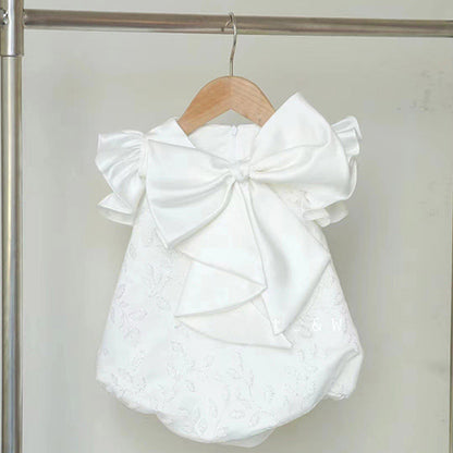 Fluffy Princess Dress for Baby Girls with Bowknot & Embroidery – Cute A-line White Party Dress