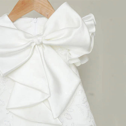 Fluffy Princess Dress for Baby Girls with Bowknot & Embroidery – Cute A-line White Party Dress