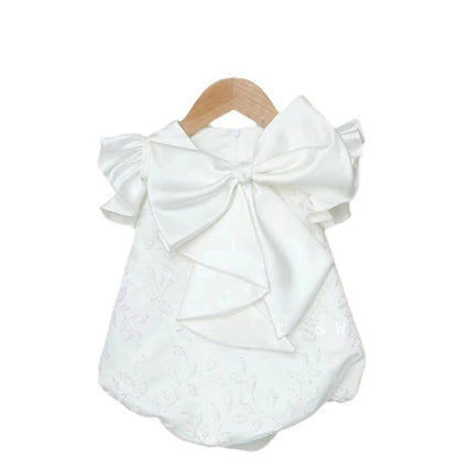 Fluffy Princess Dress for Baby Girls with Bowknot & Embroidery – Cute A-line White Party Dress