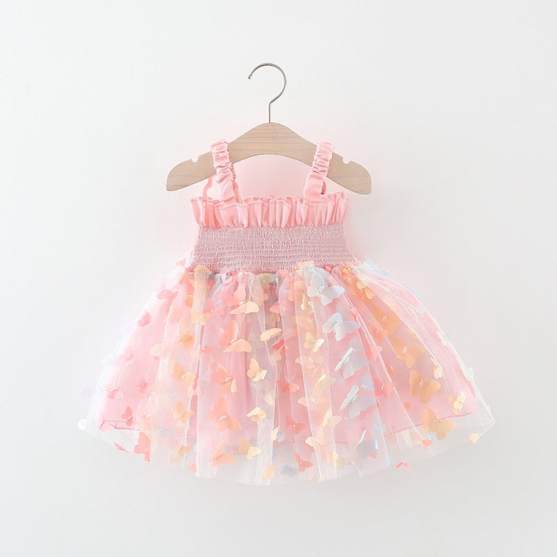 Cute Baby Girl Off Shoulder Floral A-Line Party Dress – Pink Knee Length