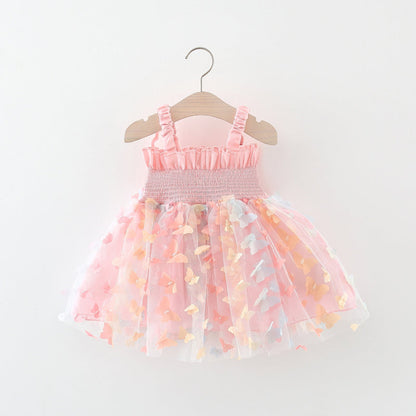 Cute Baby Girl Off Shoulder Floral A-Line Party Dress – Pink Knee Length