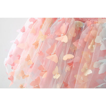 Cute Baby Girl Off Shoulder Floral A-Line Party Dress – Pink Knee Length