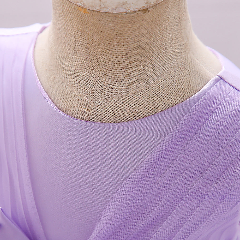 Cute Puffy Baby Girl Princess Dress – Tea Length Party Gown with Bow & Sequins