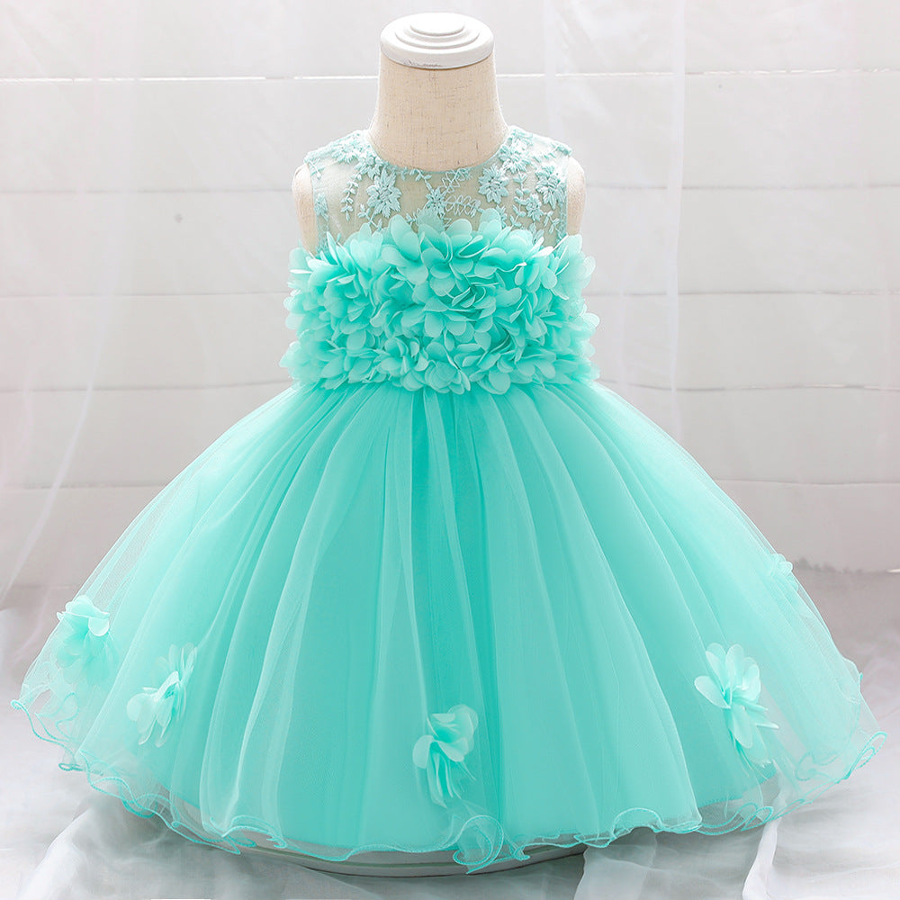 Cute Baby Girl Tulle Princess Dress with Flower Embroidery – Formal Toddler Party Dress