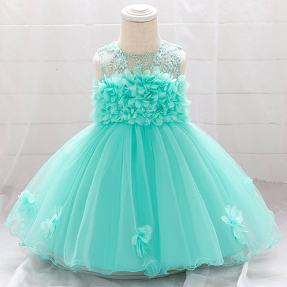 Cute Baby Girl Tulle Princess Dress with Flower Embroidery – Formal Toddler Party Dress