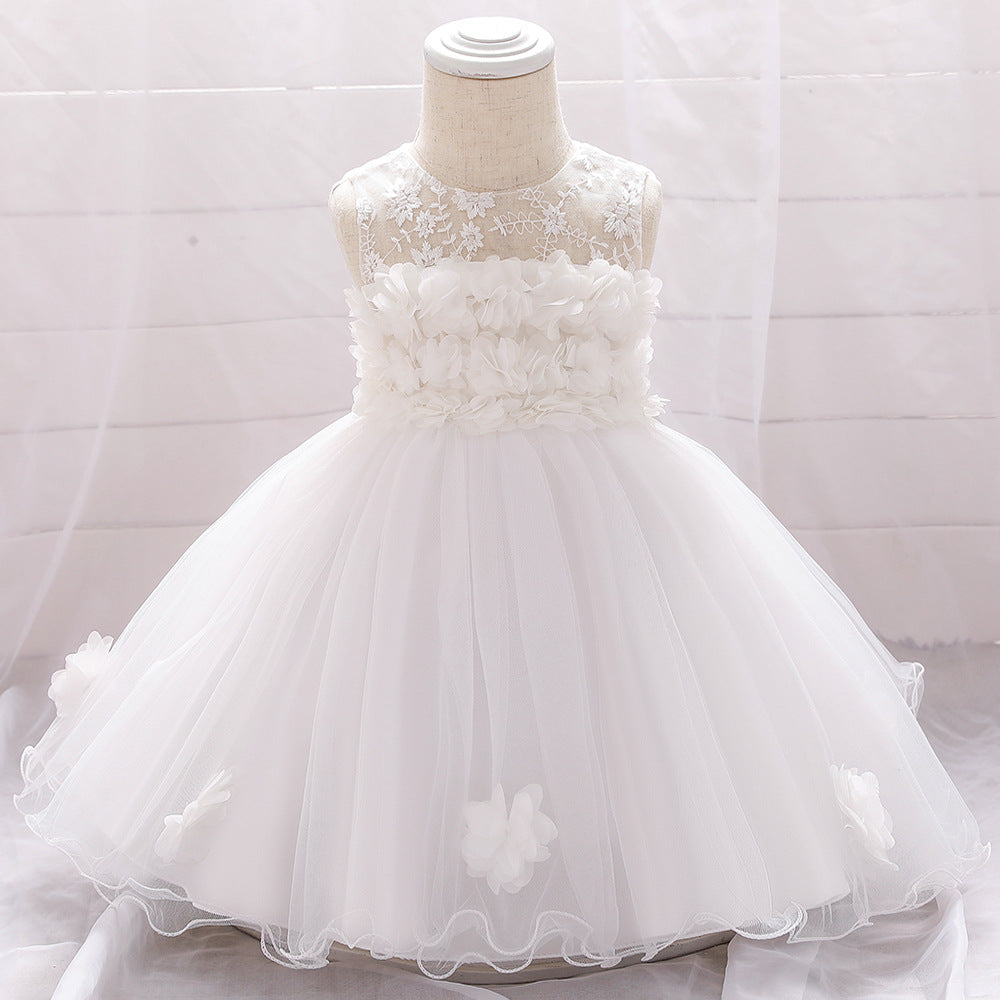 Cute Baby Girl Tulle Princess Dress with Flower Embroidery – Formal Toddler Party Dress