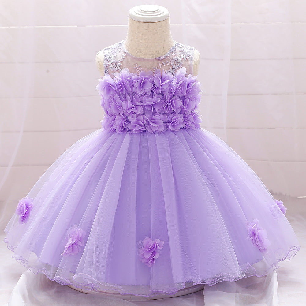 Cute Baby Girl Tulle Princess Dress with Flower Embroidery – Formal Toddler Party Dress