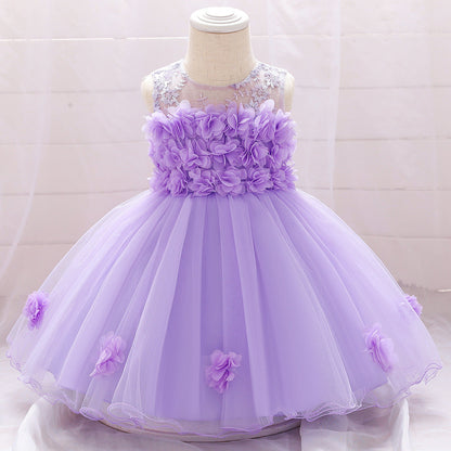 Cute Baby Girl Tulle Princess Dress with Flower Embroidery – Formal Toddler Party Dress