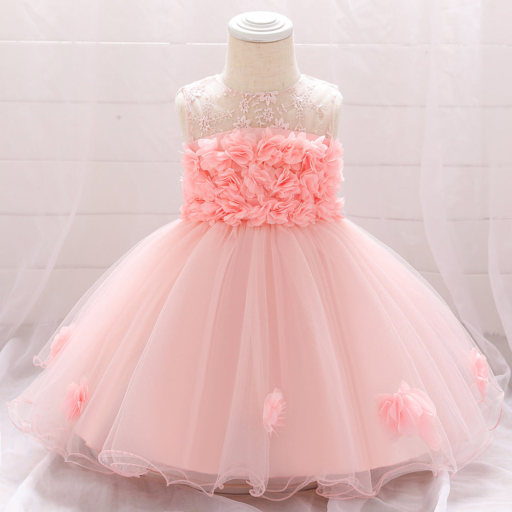 Cute Baby Girl Tulle Princess Dress with Flower Embroidery – Formal Toddler Party Dress