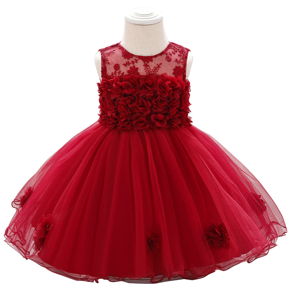 Cute Baby Girl Tulle Princess Dress with Flower Embroidery – Formal Toddler Party Dress