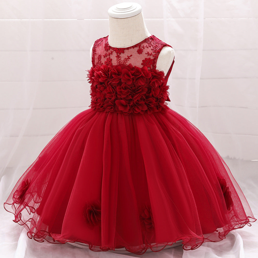 Cute Baby Girl Tulle Princess Dress with Flower Embroidery – Formal Toddler Party Dress