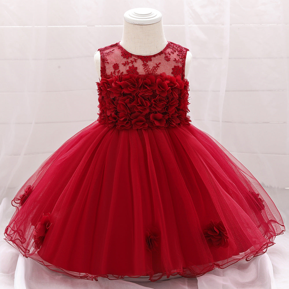 Cute Baby Girl Tulle Princess Dress with Flower Embroidery – Formal Toddler Party Dress