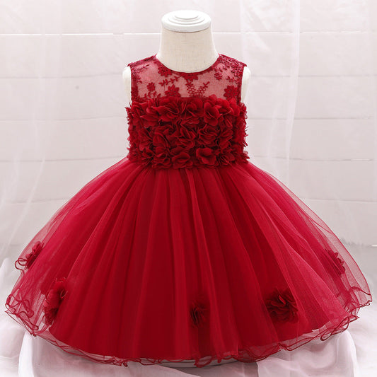 Cute Baby Girl Tulle Princess Dress with Flower Embroidery – Formal Toddler Party Dress
