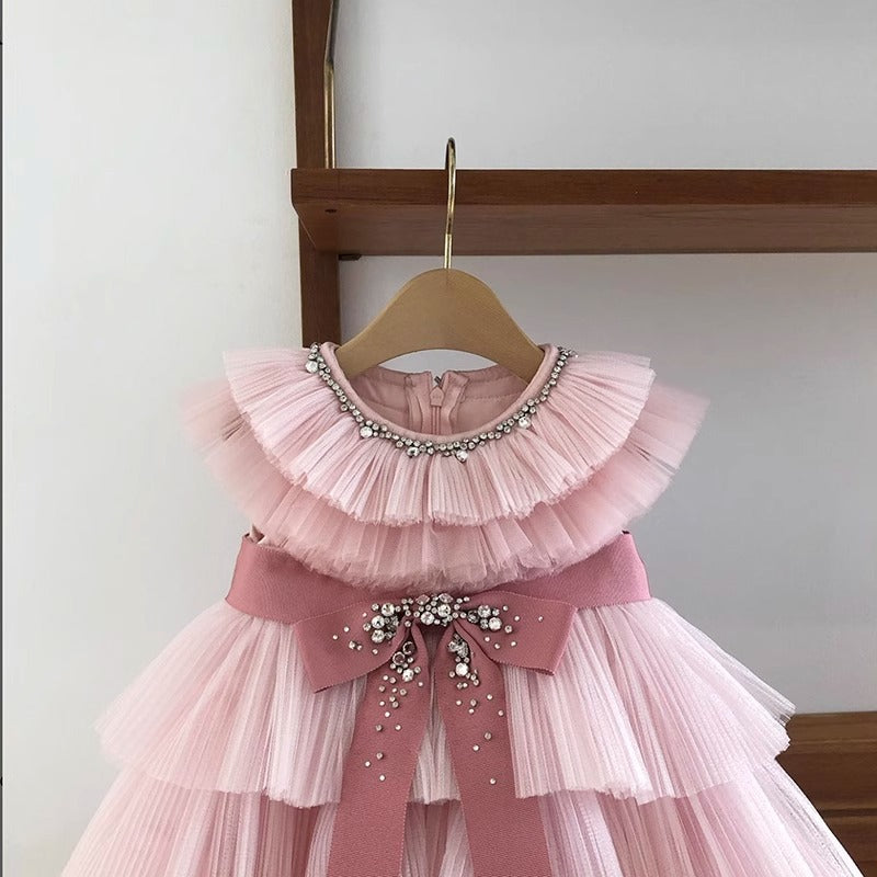 Baby Pink Tulle Bow Birthday Dress – Toddler & Girl Party Wear