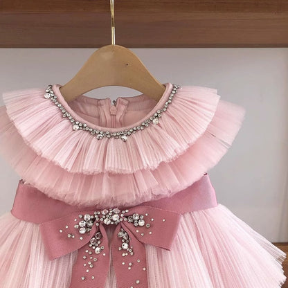 Baby Pink Tulle Bow Birthday Dress – Toddler & Girl Party Wear