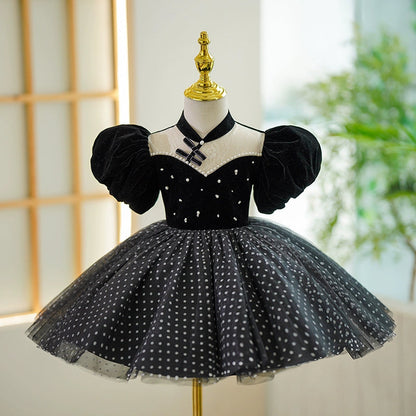 Black Princess Ball Gown Girl Dress with Beaded Tulle - Black / 2-3 Years (100cm) Black Princess Ball Gown Girl Dress with Beaded Tulle - Black / 2-3 Years (100cm)