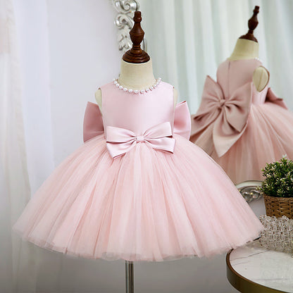 Bowknot Sequin Princess Dress for Girls – Formal Party & Wedding Dress