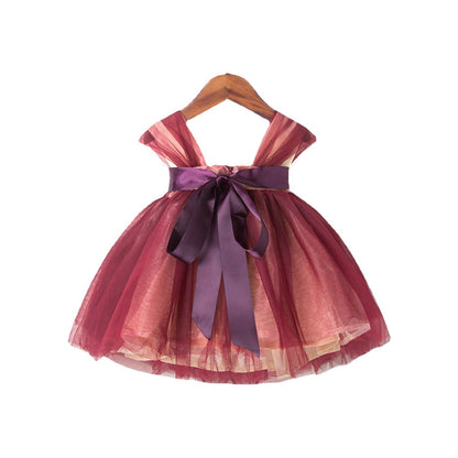 Burgundy Tulle Flower Girl Dress – Baby Birthday & Party Outfit | A-Line Tea Length
