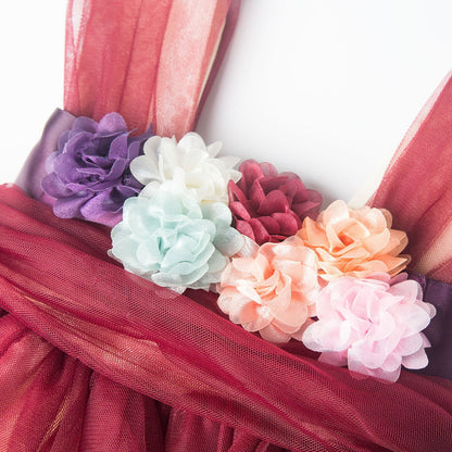 Burgundy Tulle Flower Girl Dress – Baby Birthday & Party Outfit | A-Line Tea Length