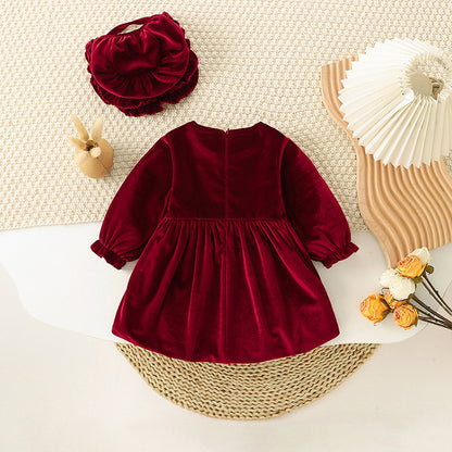 Burgundy Velvet Girls Dress – Cute Winter Party Outfit for Toddlers & Kids