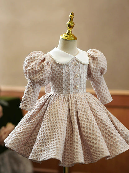 Champagne Princess Collared Ball Gown - Flower Girl & Party Dress