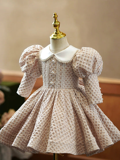 Champagne Princess Collared Ball Gown - Flower Girl & Party Dress