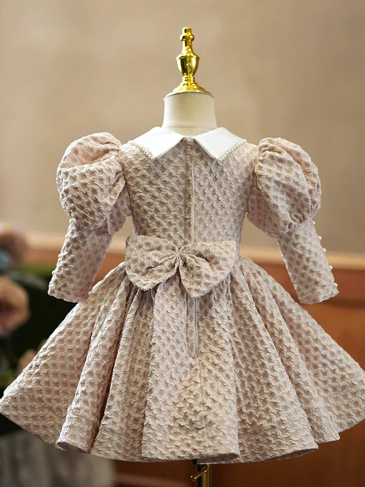 Champagne Princess Collared Ball Gown Flower Girl Dress Champagne Princess Collared Ball Gown Flower Girl Dress