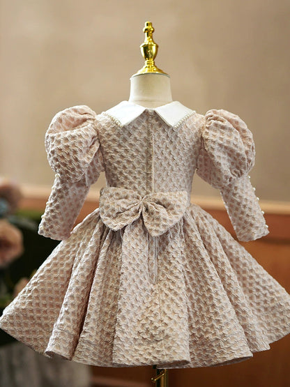 Champagne Princess Collared Ball Gown - Flower Girl & Party Dress
