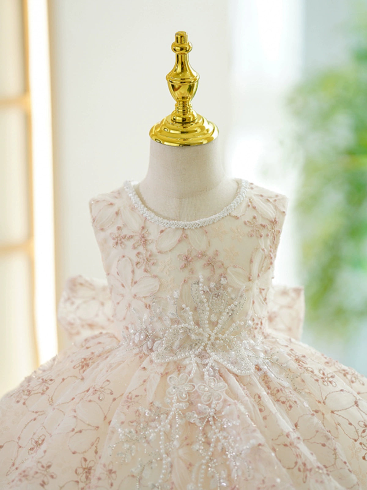 Champagne Puffy Flower Girl Dress Sequins, Bows & Ruffles | Kids Party Gown FleurKids Champagne Puffy Flower Girl Dress Sequins, Bows & Ruffles | Kids Party Gown FleurKids