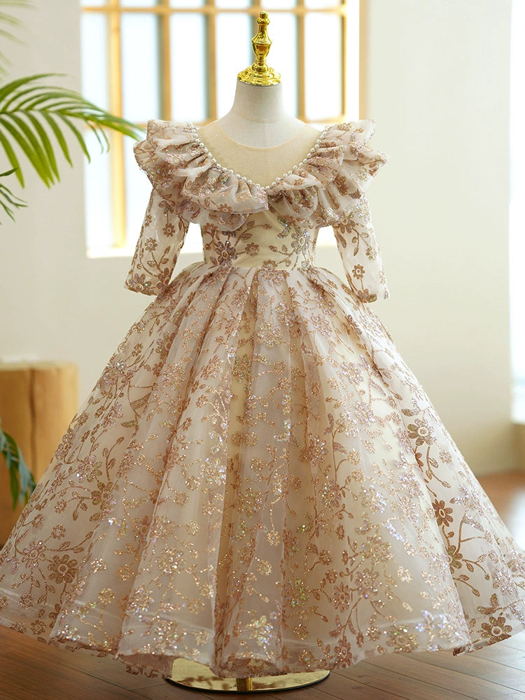 Champagne Sequin Ball Gown Fairy Dress for Girls - Champagne / 4-5 Years (120cm) - Fleur Kids Champagne Sequin Ball Gown Fairy Dress for Girls - Champagne / 4-5 Years (120cm) - Fleur Kids