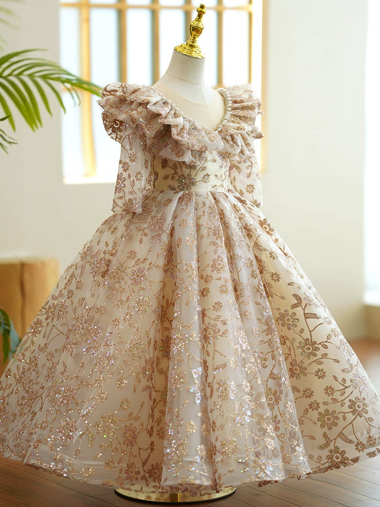 Champagne Sequin Ball Gown Fairy Dress for Girls - Champagne / 4-5 Years (120cm) - Fleur Kids Champagne Sequin Ball Gown Fairy Dress for Girls - Champagne / 4-5 Years (120cm) - Fleur Kids