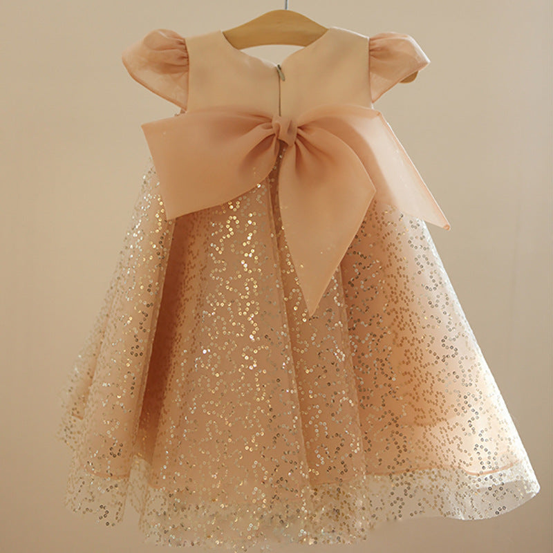 Champagne Sequin Princess Dress for Girls | Party & Flower Girl Dress