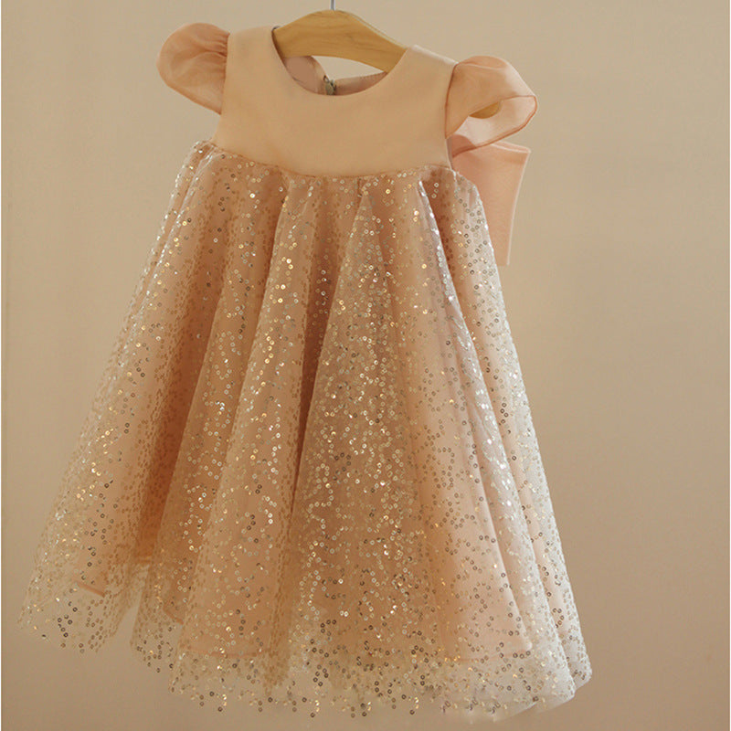 Champagne Sequin Princess Dress for Girls | Party & Flower Girl Dress