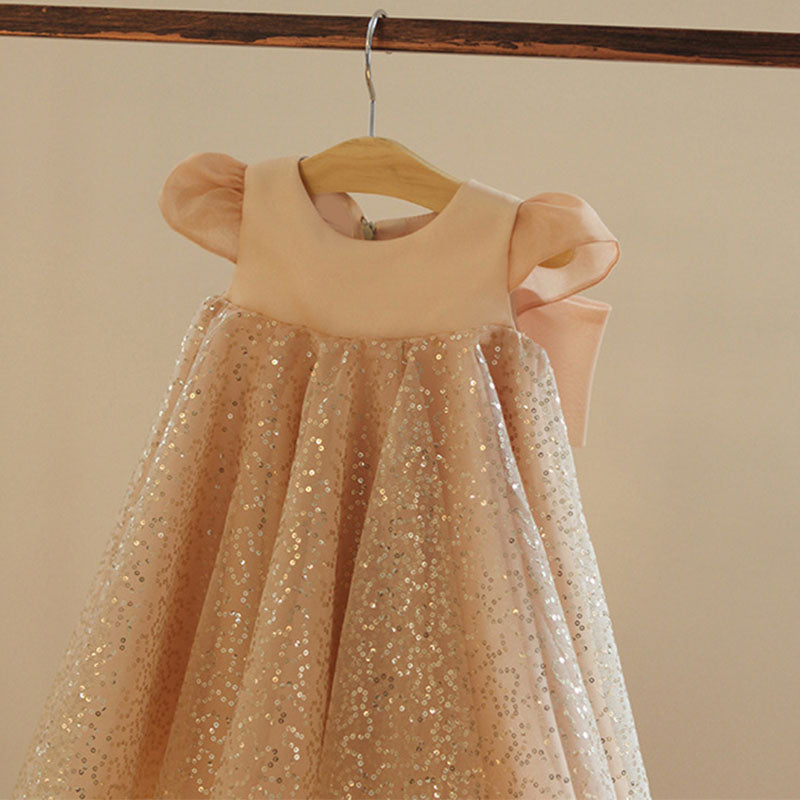 Champagne Sequin Princess Dress for Girls | Party & Flower Girl Dress