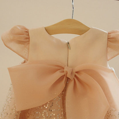 Champagne Sequin Princess Dress for Girls | Party & Flower Girl Dress