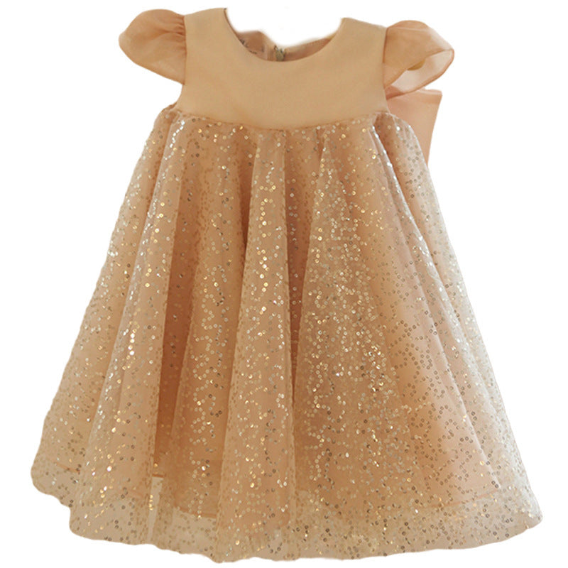 Champagne Sequin Princess Dress for Girls | Party & Flower Girl Dress