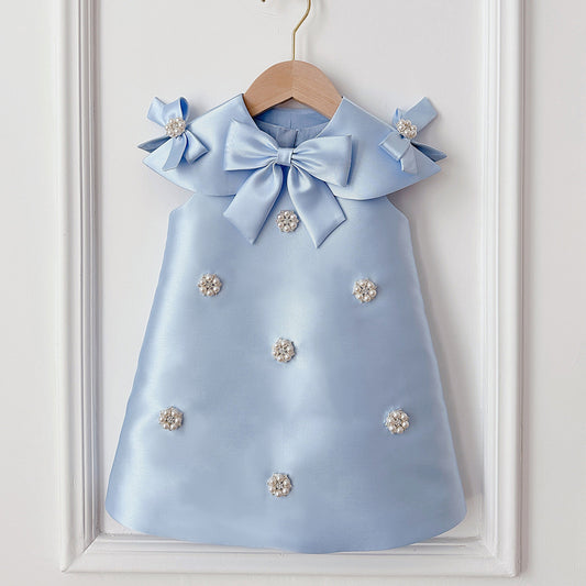 Cute A-Line Tea-Length Girls Party Dress with Beads and Bowknot