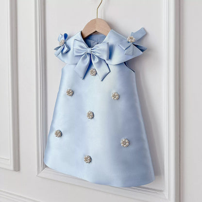 Cute A-Line Tea-Length Girls Party Dress with Beads and Bowknot