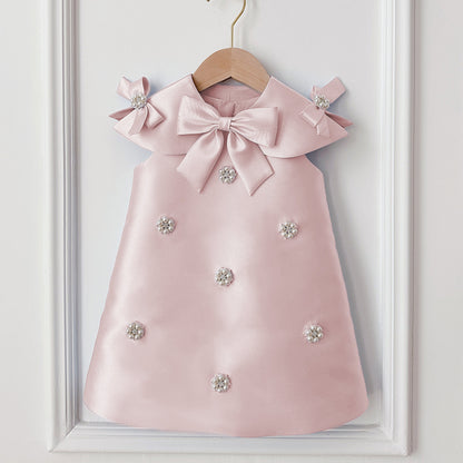 Cute A-Line Tea-Length Girls Party Dress with Beads and Bowknot