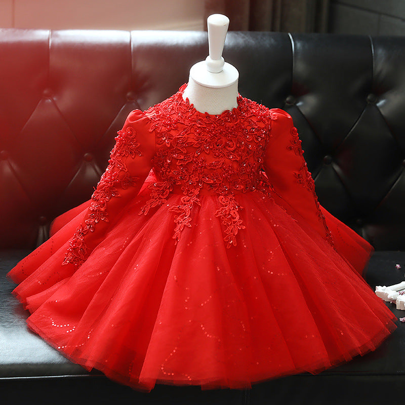 Cute A-Line Lace & Tulle Dress for Girls – Tea Length Princess Party Dress