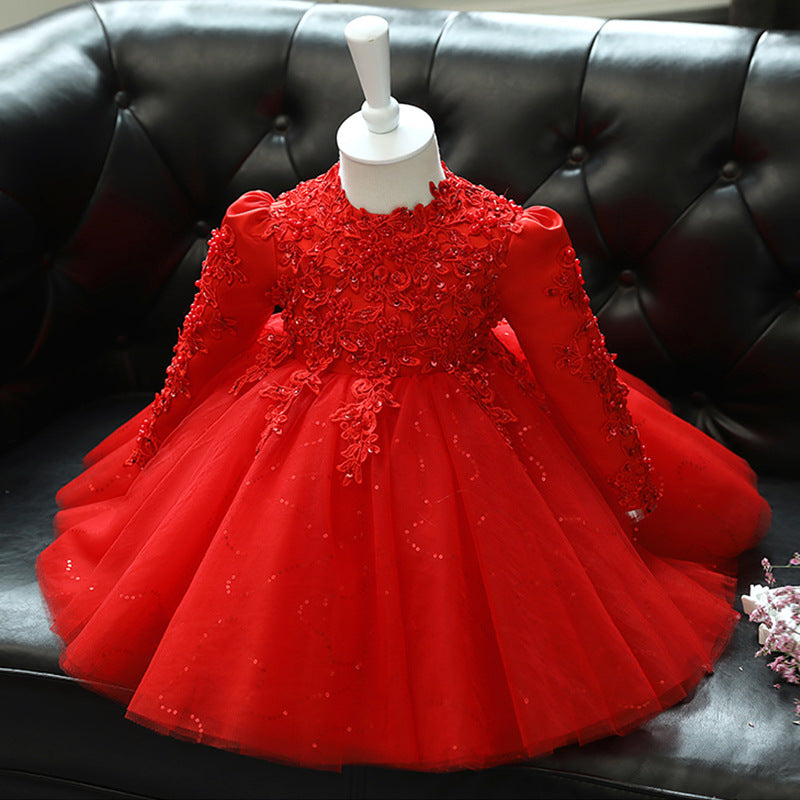 Cute A-Line Lace & Tulle Dress for Girls – Tea Length Princess Party Dress