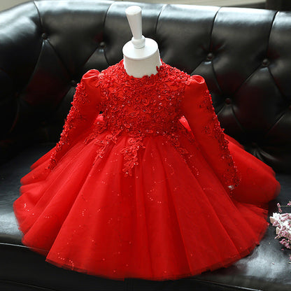 Cute A-Line Lace & Tulle Dress for Girls – Tea Length Princess Party Dress