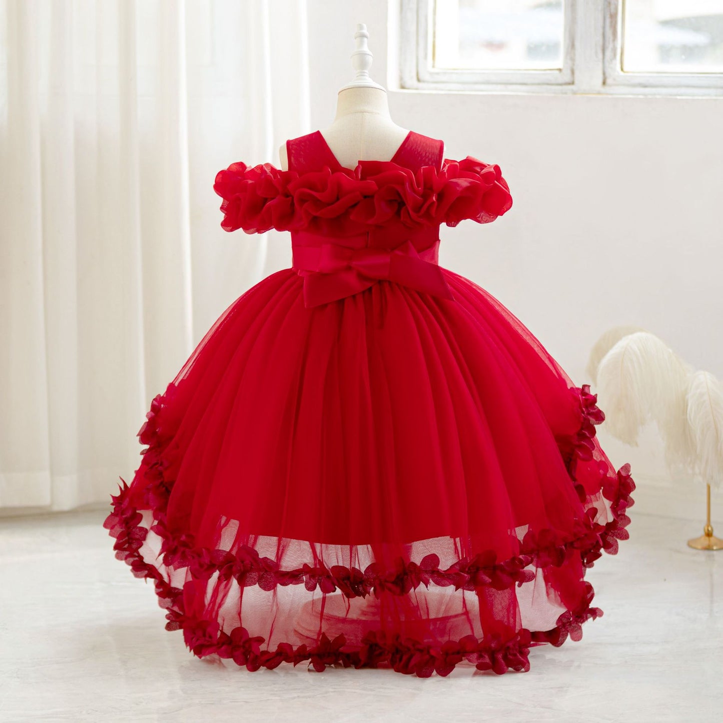 A-Line Tulle Flower Girl & Party Dress for Toddlers – Cute High-Low Maxi Gown