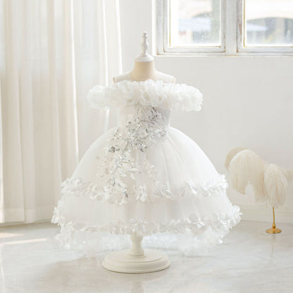 A-Line Tulle Flower Girl & Party Dress for Toddlers – Cute High-Low Maxi Gown