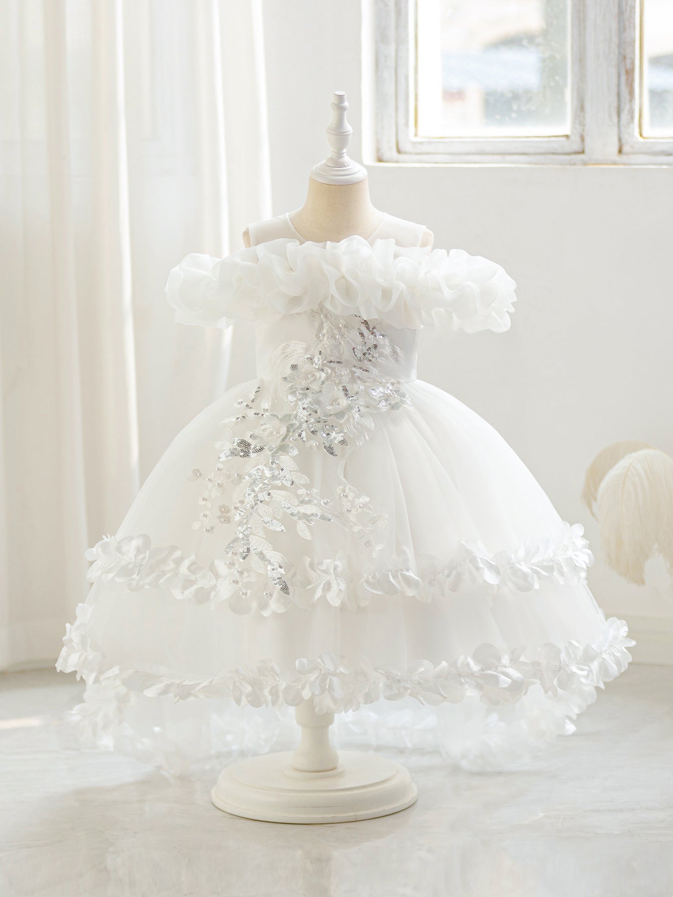 A-Line Tulle Flower Girl & Party Dress for Toddlers – Cute High-Low Maxi Gown