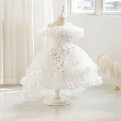 A-Line Tulle Flower Girl & Party Dress for Toddlers – Cute High-Low Maxi Gown